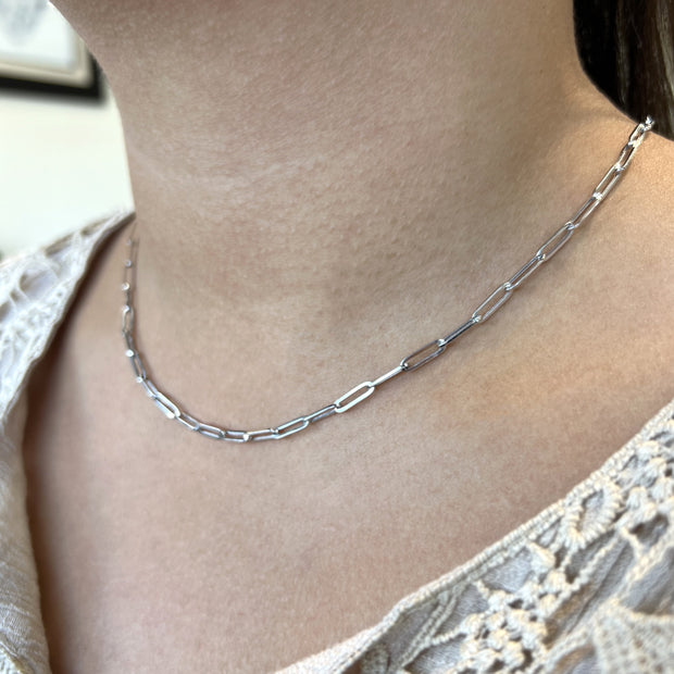 Paperclip Chain (White Gold)