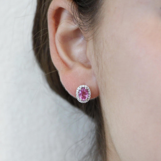 The Oval Shape Pink Sapphire Earrings