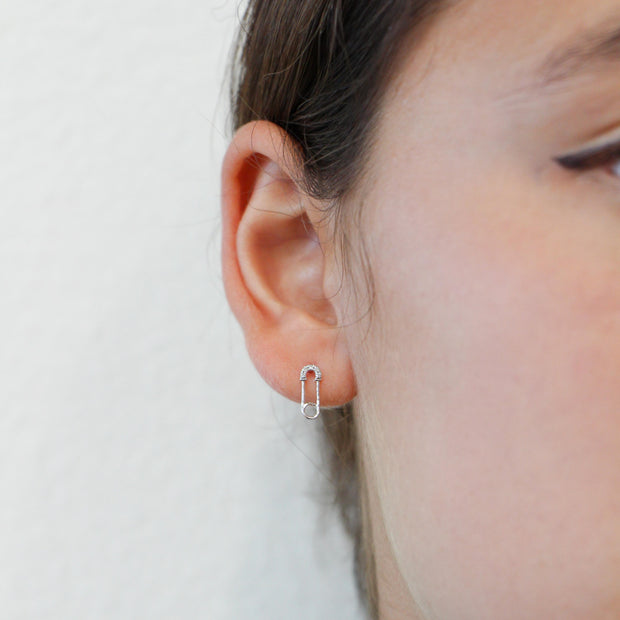 The Safety Pin Diamond Stud Earrings